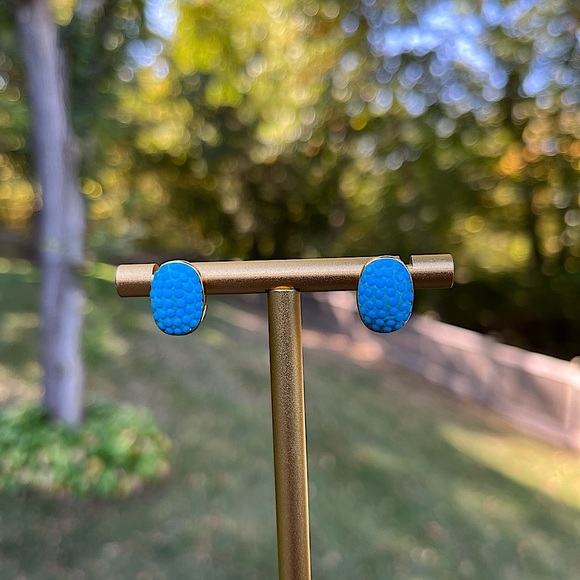 NEW KATE SPADE PAVE THE WAY TURQUOISE BLUE STUD EARRINGS